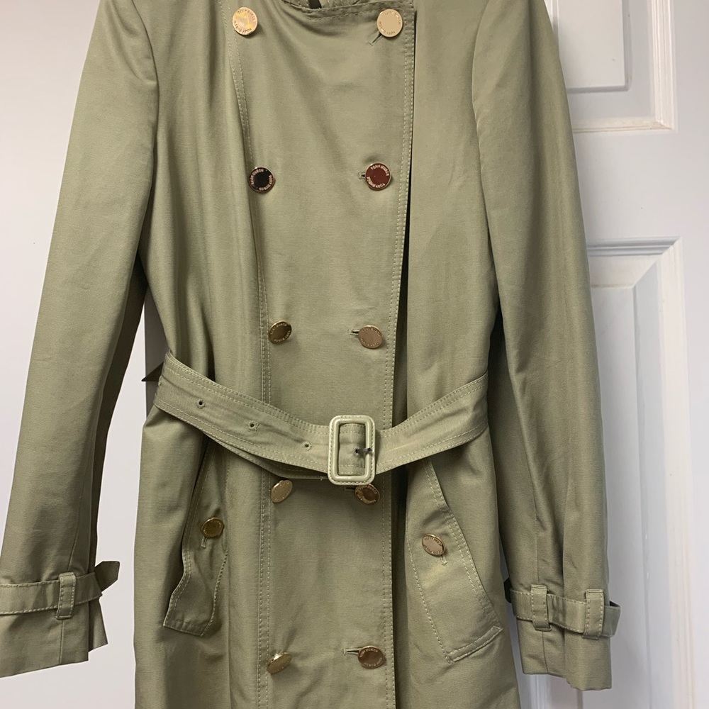 Tory Burch Vanna Trench Coat Olive Green Sz small(6)